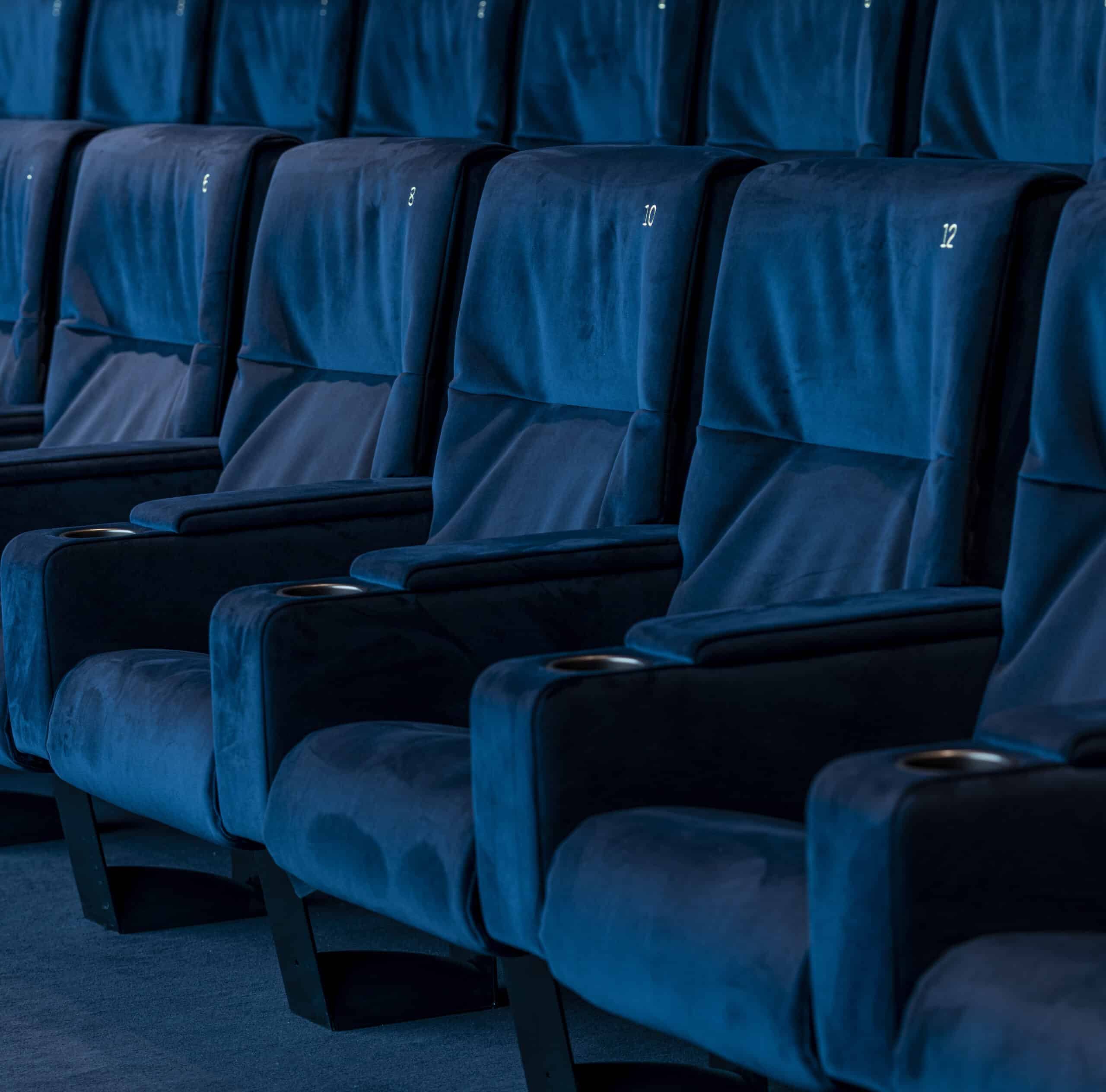 Détail du confort des fauteuils en velours noir dans les salles de nos cinémas.